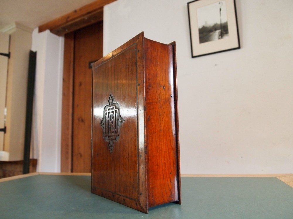 Coin collectors cabinet rare book design Victorian Oak & Walnut c1870 View V