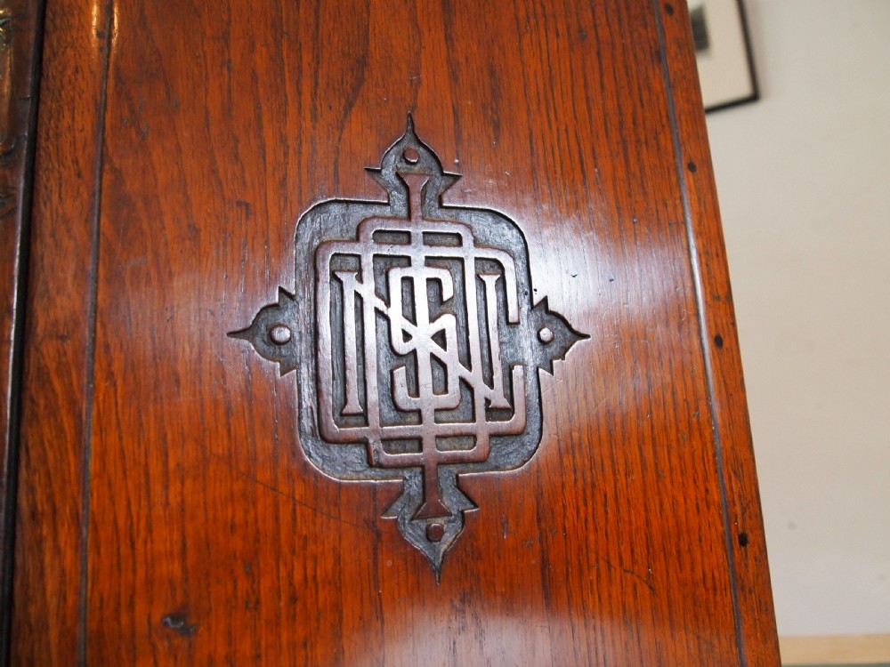 Coin collectors cabinet rare book design Victorian Oak & Walnut c1870 View VI