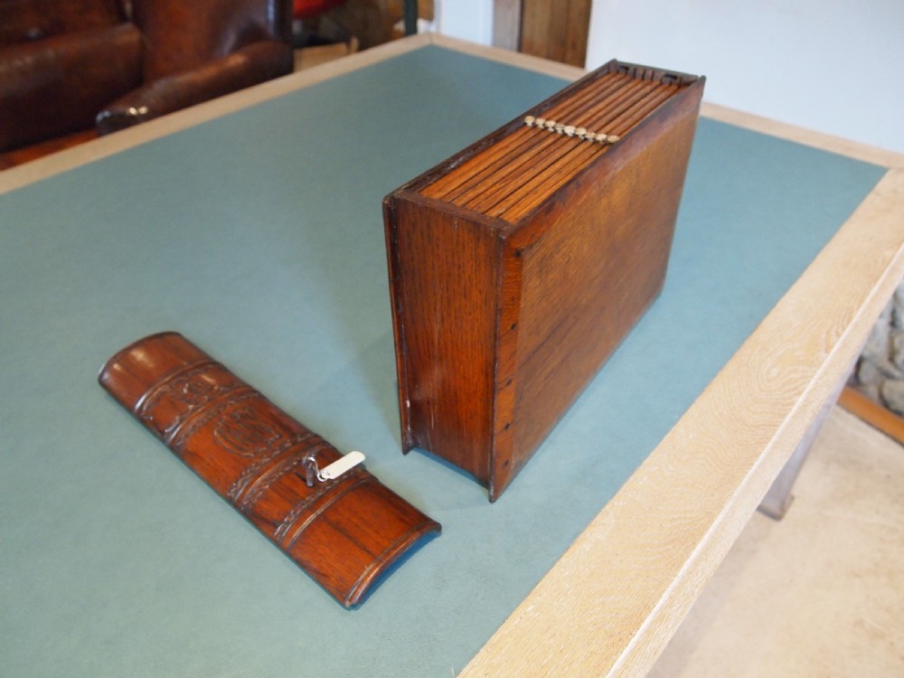 Coin collectors cabinet rare book design Victorian Oak & Walnut c1870 View X