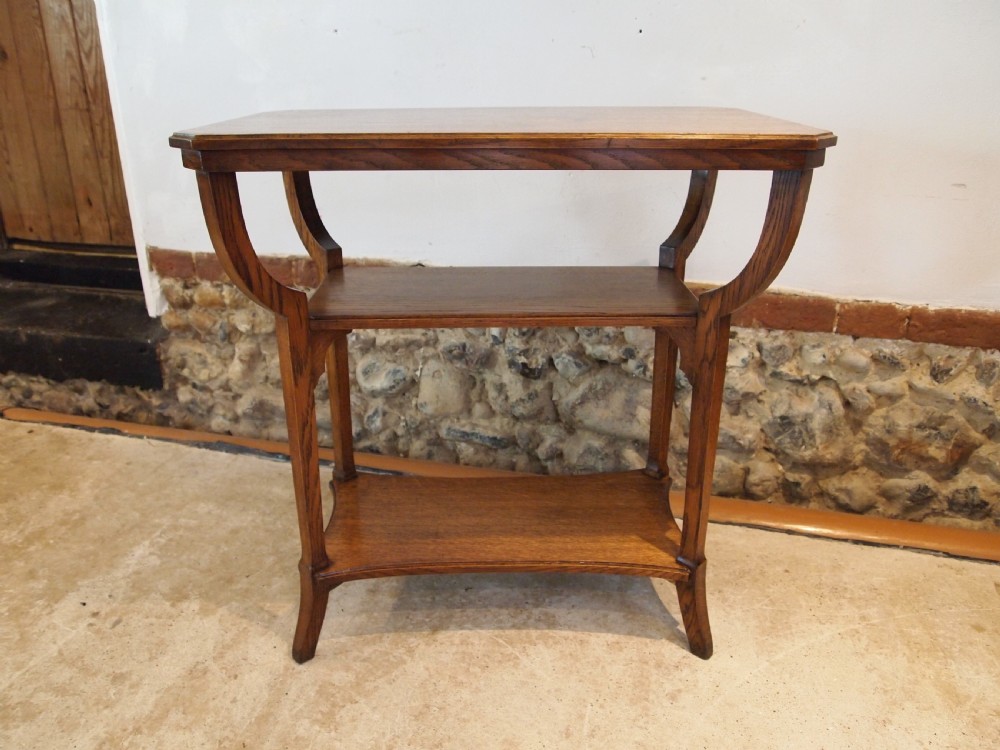 Table Arts and Crafts Oak side hall lamp c1930 View IV