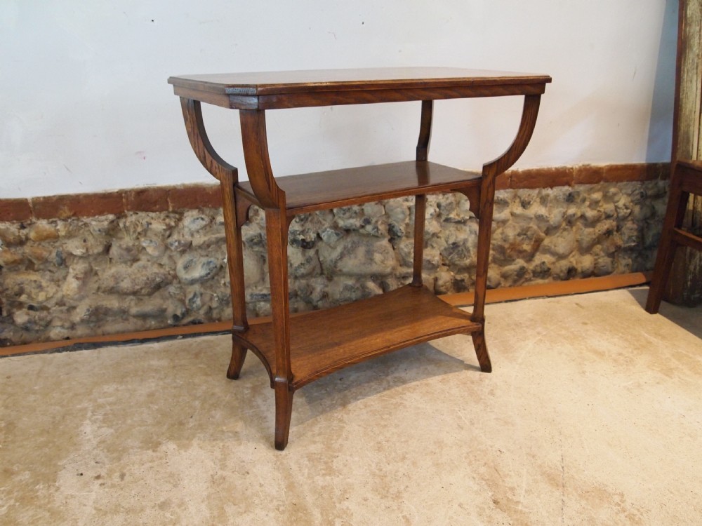 Table Arts and Crafts Oak side hall lamp c1930 View VII
