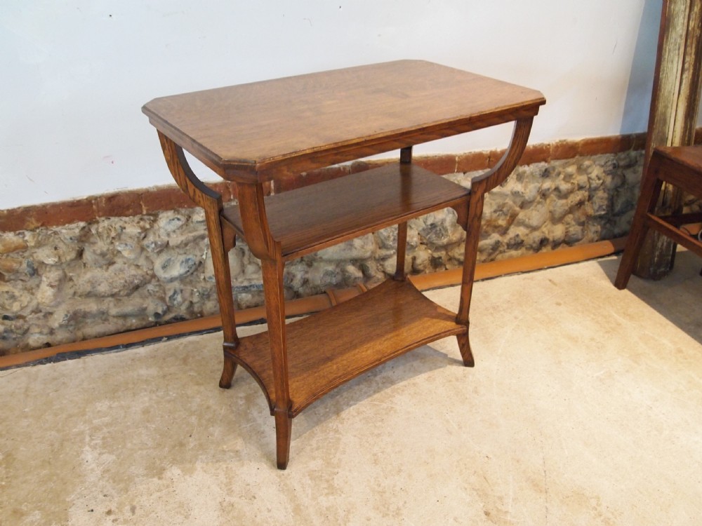 Table Arts and Crafts Oak side hall lamp c1930 View VIII