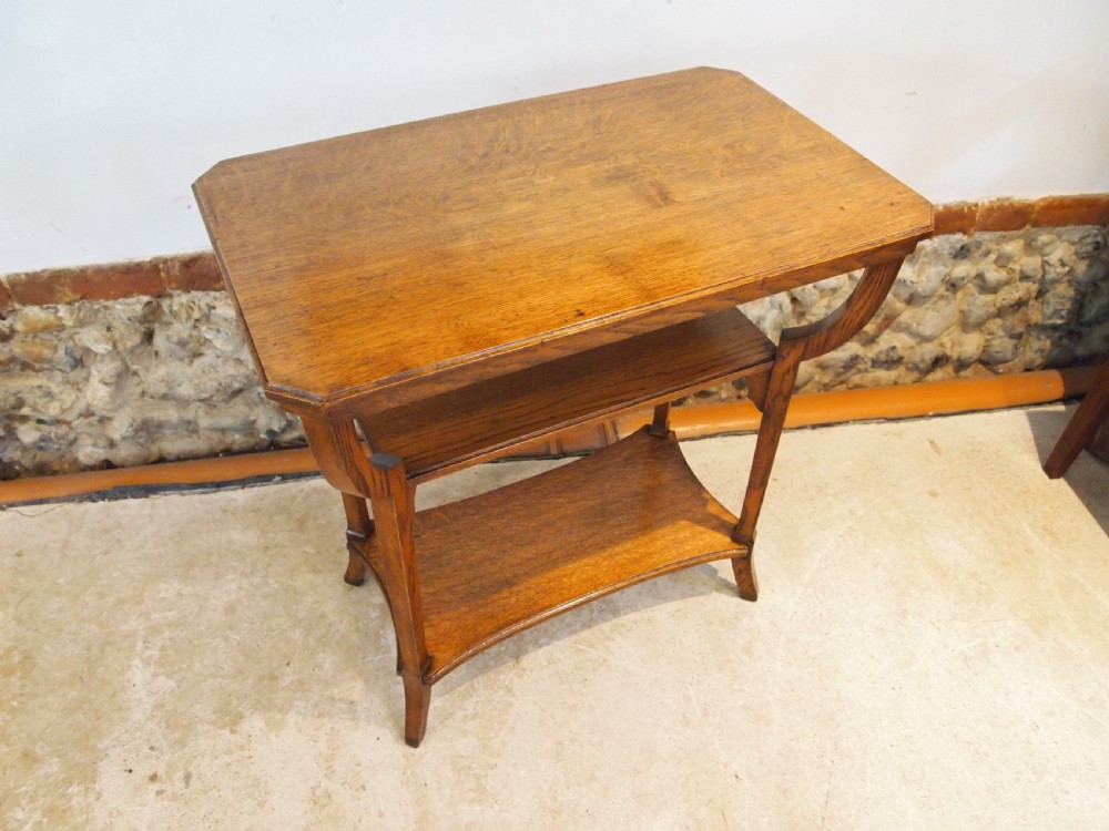 Table Arts and Crafts Oak side hall lamp c1930 View X