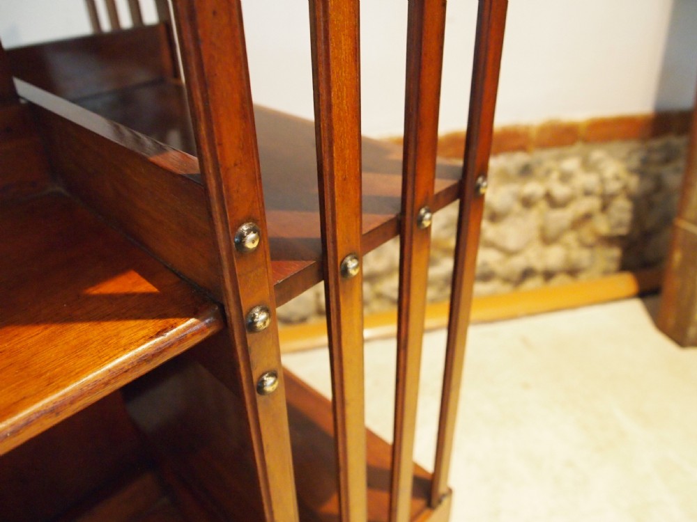 Bookcase rare fine Walnut Maple & co revolving c1880 View V