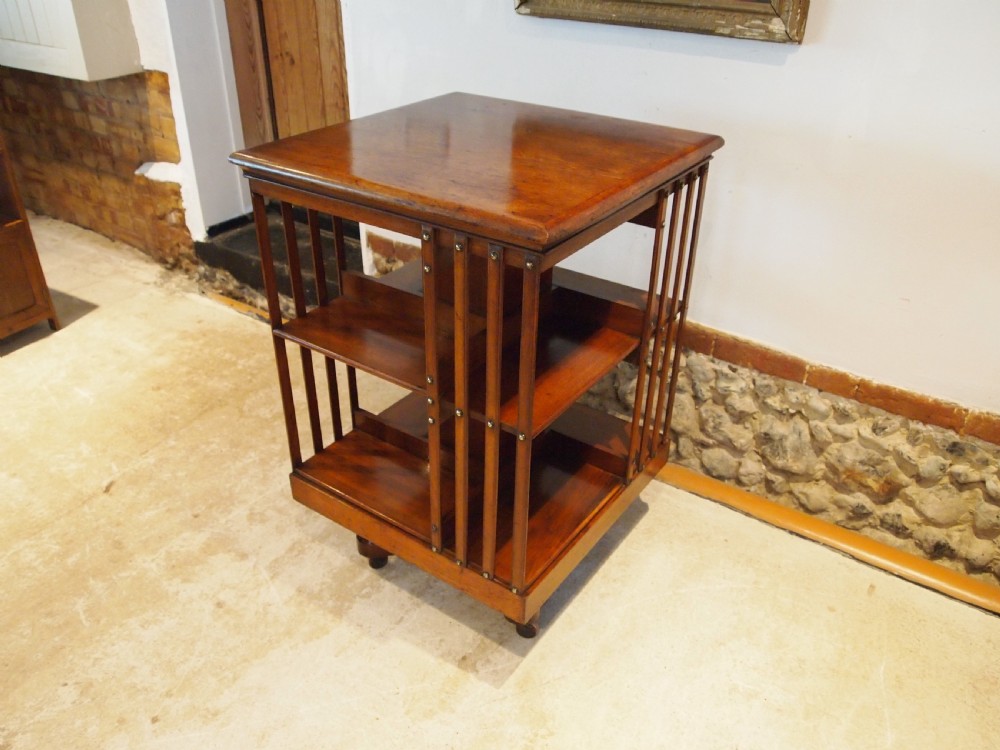 Bookcase rare fine Walnut Maple & co revolving c1880 View VI
