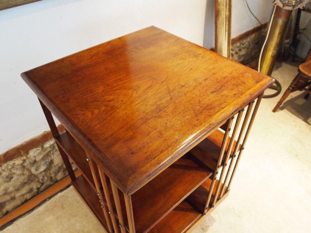 Bookcase rare fine Walnut Maple & co revolving c1880 View VII
