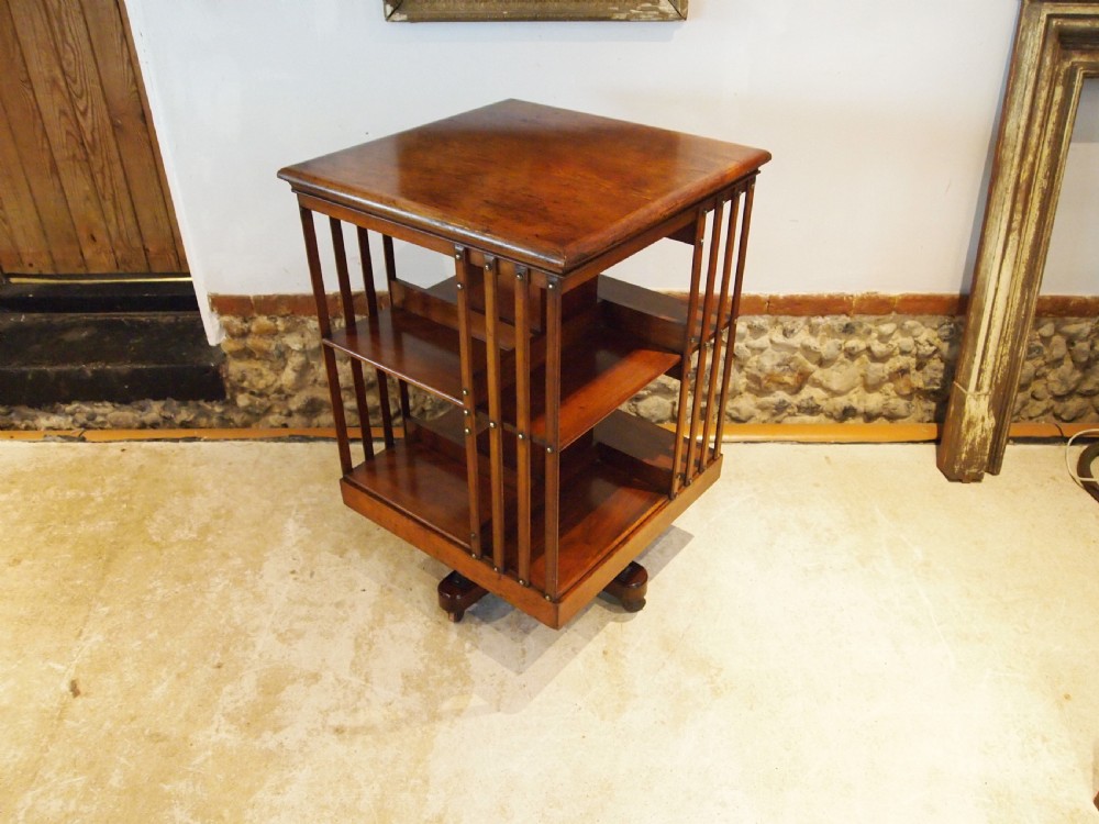 Bookcase rare fine Walnut Maple & co revolving c1880 View X