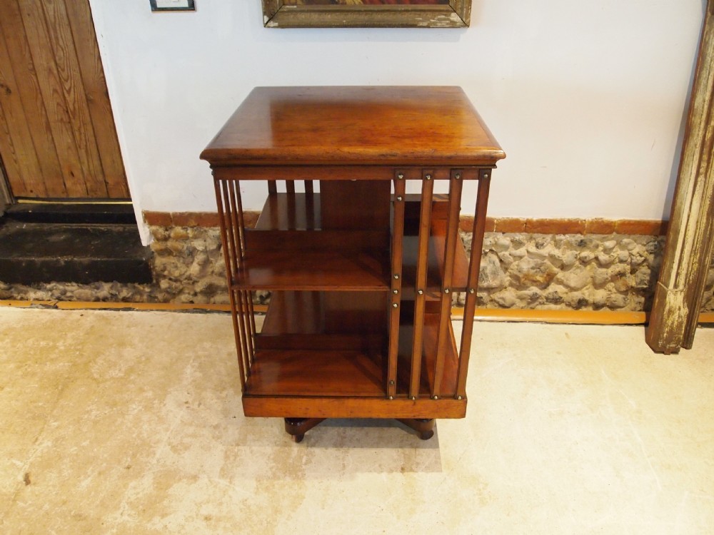 Bookcase rare fine Walnut Maple & co revolving c1880 View XII