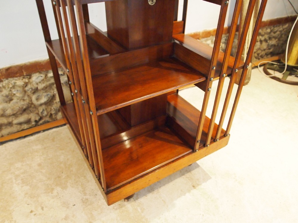 Bookcase rare fine Walnut Maple & co revolving c1880 View XIII