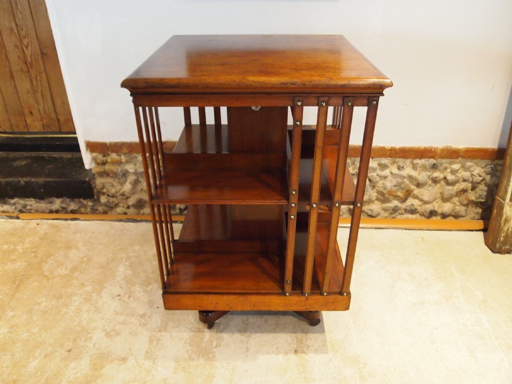 Bookcase rare fine Walnut Maple & co revolving c1880 View XIV
