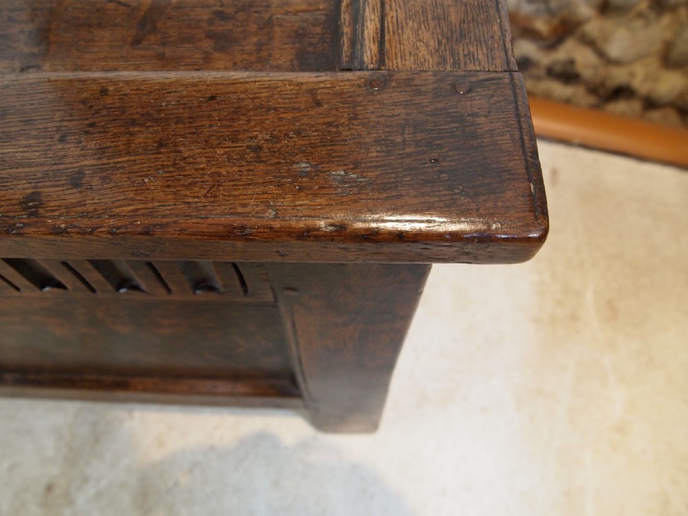 Coffer chest trunk rare small stunning Charles II Oak c1680 View IV