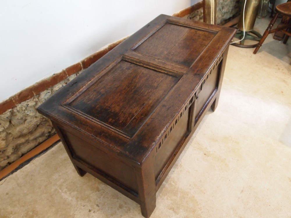 Coffer chest trunk rare small stunning Charles II Oak c1680 View VI