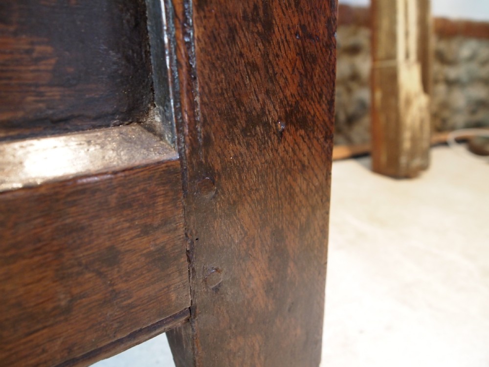 Coffer chest trunk rare small stunning Charles II Oak c1680 View VII