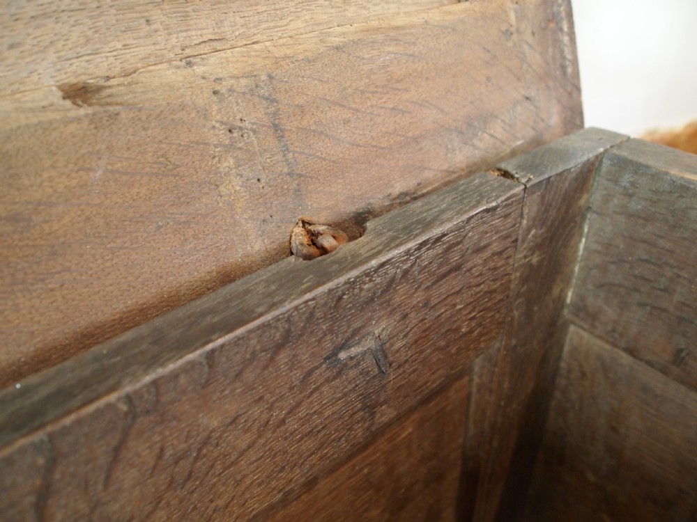 Coffer chest trunk rare small stunning Charles II Oak c1680 View VIII