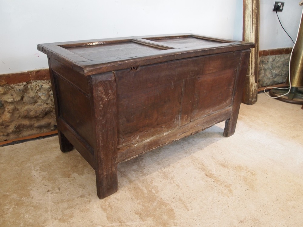 Coffer chest trunk rare small stunning Charles II Oak c1680 View X