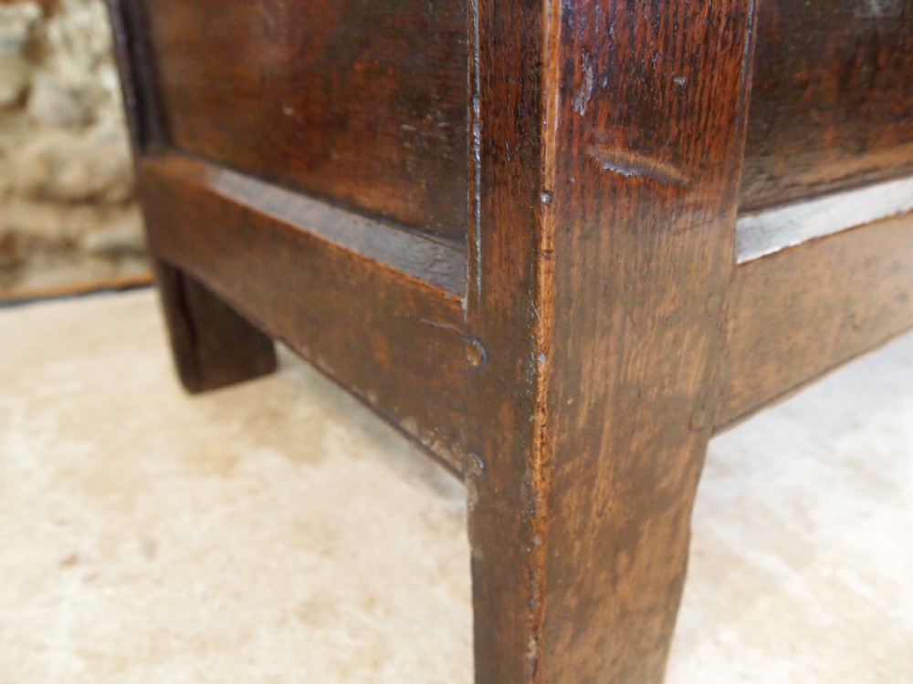Coffer chest trunk rare small stunning Charles II Oak c1680 View XIII