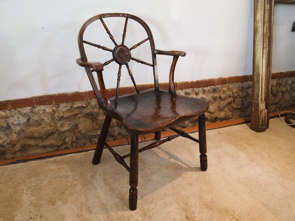 Chair very rare George III cart wheel back Windsor armchair c1790