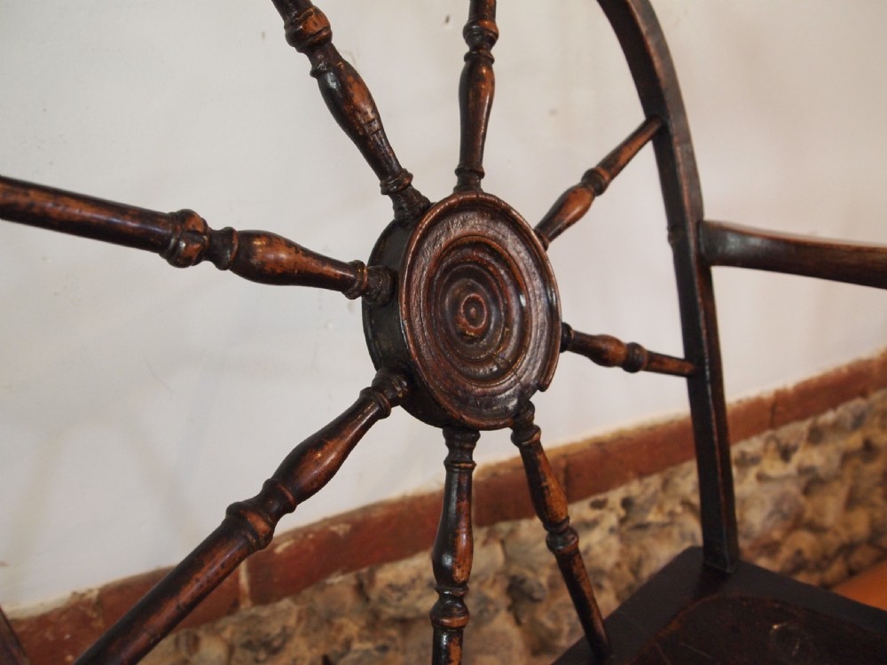 Chair very rare George III cart wheel back Windsor armchair c1790 View III