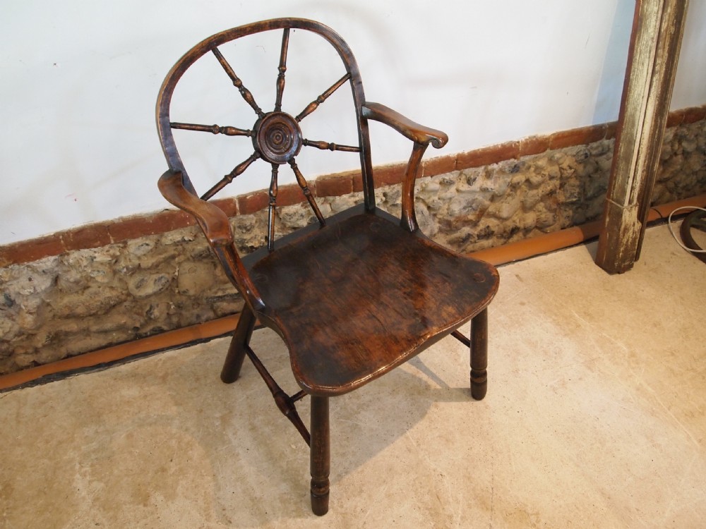 Chair very rare George III cart wheel back Windsor armchair c1790 View XI
