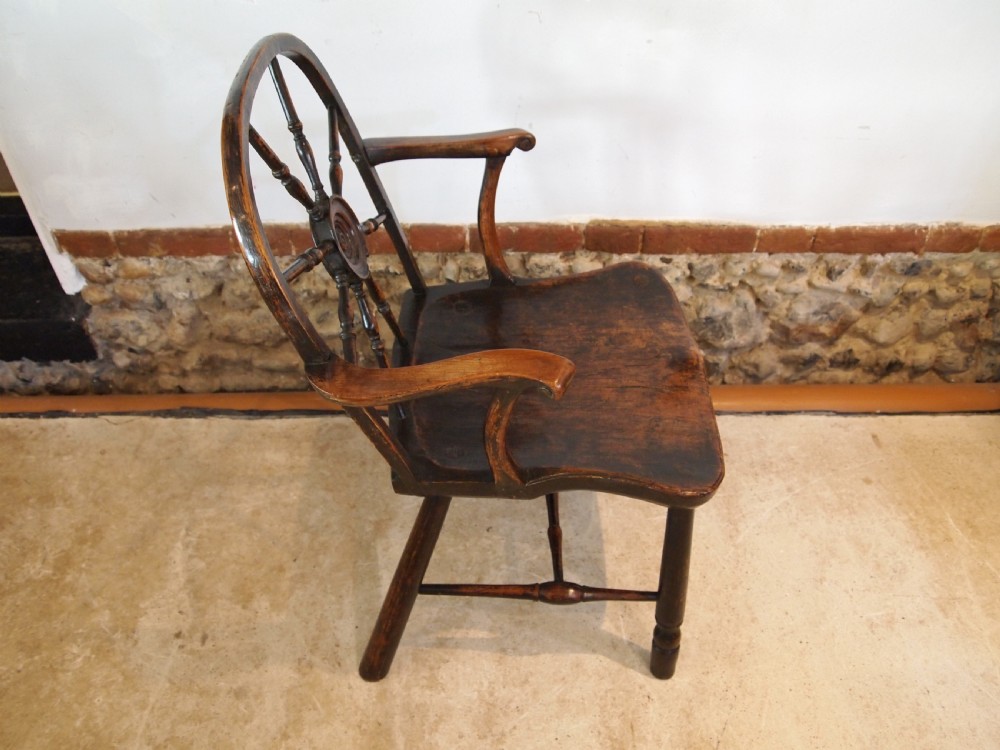 Chair very rare George III cart wheel back Windsor armchair c1790 View XIII