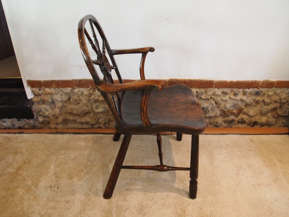 Chair very rare George III cart wheel back Windsor armchair c1790 View XV