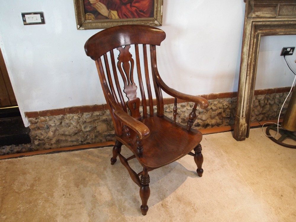 Chair rare fine Victorian Windsor Grandfather armchair c1860 View XI