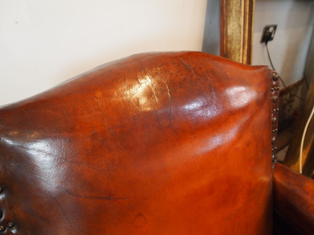 Chairs stunning pair of French leather club armchairs c1900 View IV