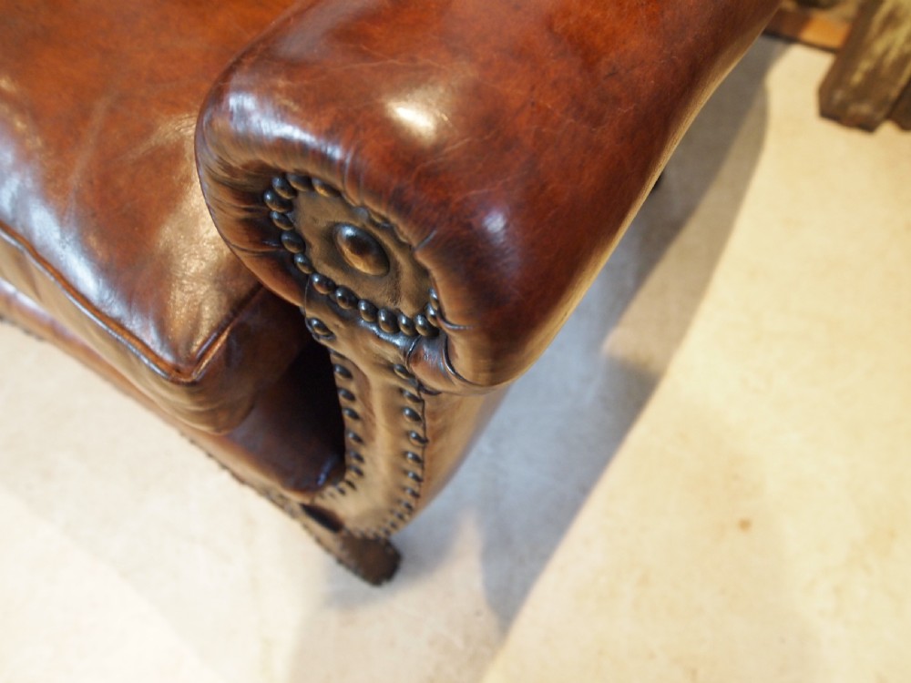 Chairs stunning pair of French leather club armchairs c1900 View V