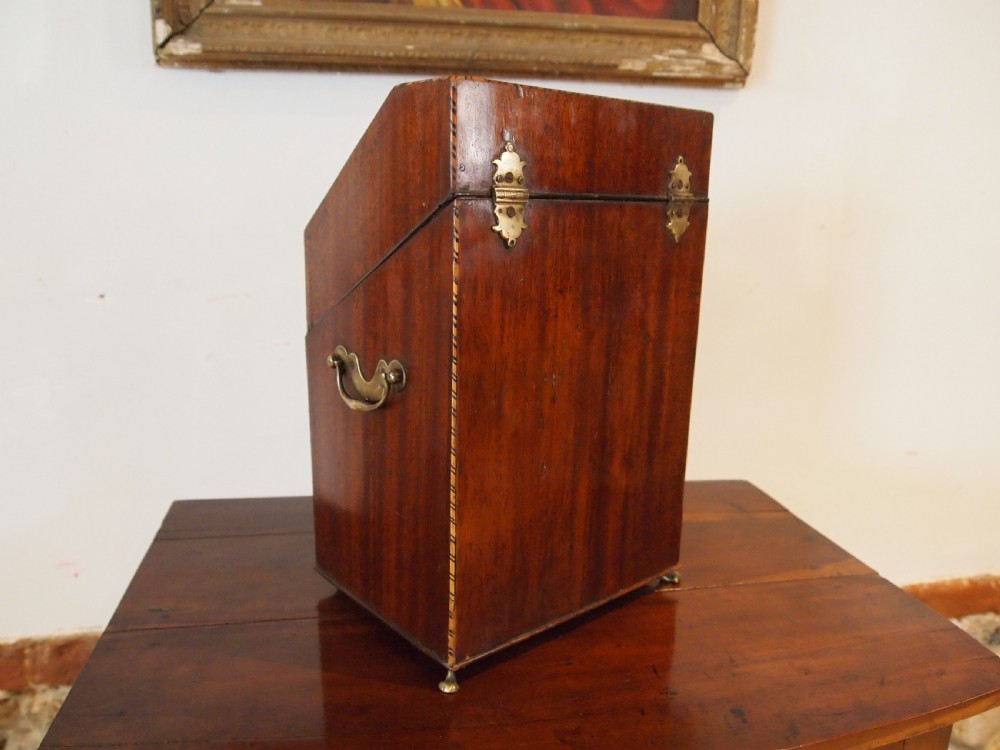 Knife box fine George III Mahogany original interior c1780 View VI