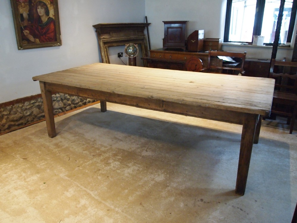 Table George III refectory farmhouse scrub top Pine seats 12 c1800 View II
