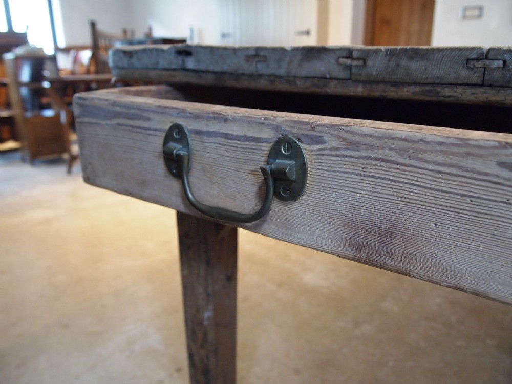 Table George III refectory farmhouse scrub top Pine seats 12 c1800 View IV