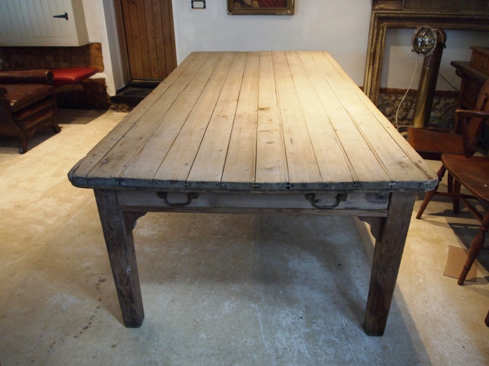 Table George III refectory farmhouse scrub top Pine seats 12 c1800 View V