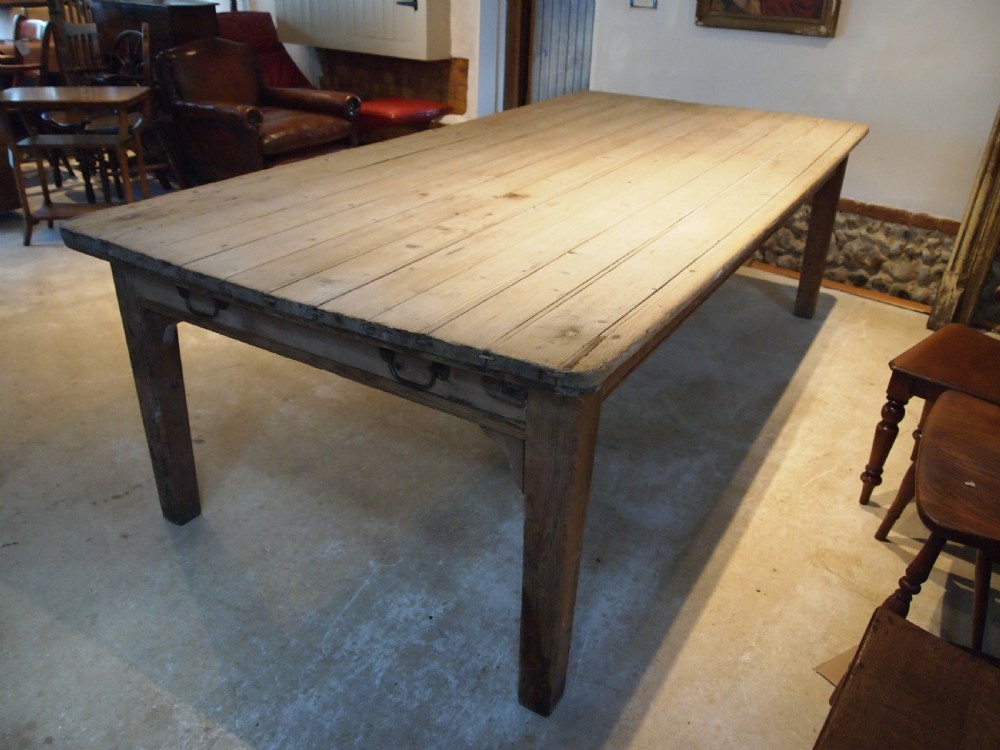 Table George III refectory farmhouse scrub top Pine seats 12 c1800 View VI