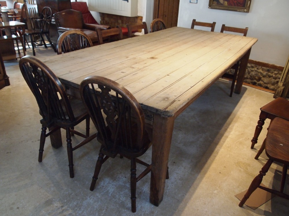 Table George III refectory farmhouse scrub top Pine seats 12 c1800 View IX