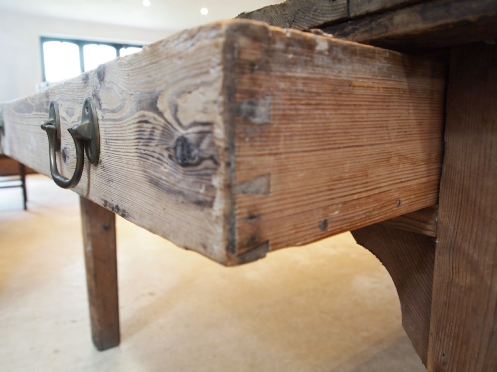 Table George III refectory farmhouse scrub top Pine seats 12 c1800 View X