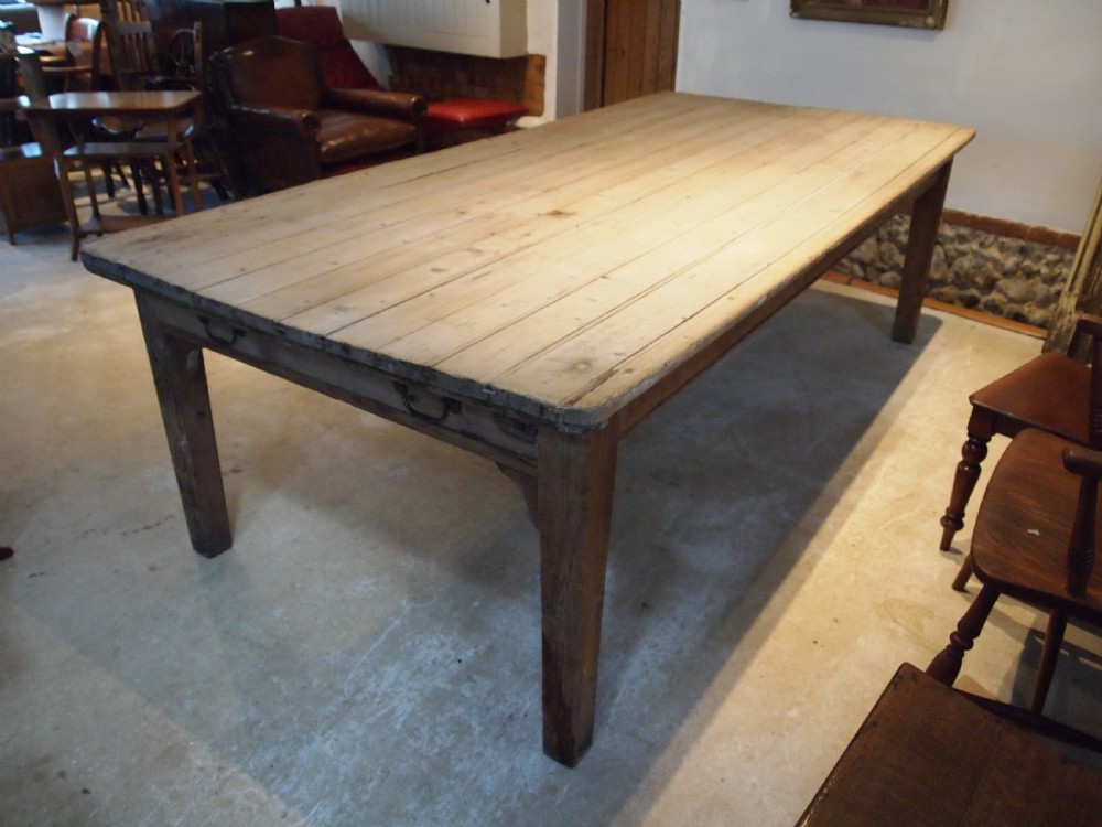 Table George III refectory farmhouse scrub top Pine seats 12 c1800 View XI