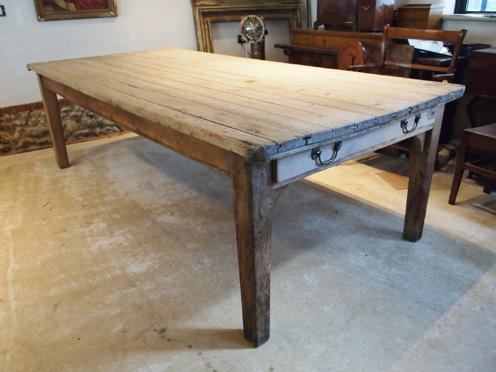 Table George III refectory farmhouse scrub top Pine seats 12 c1800 View XIII