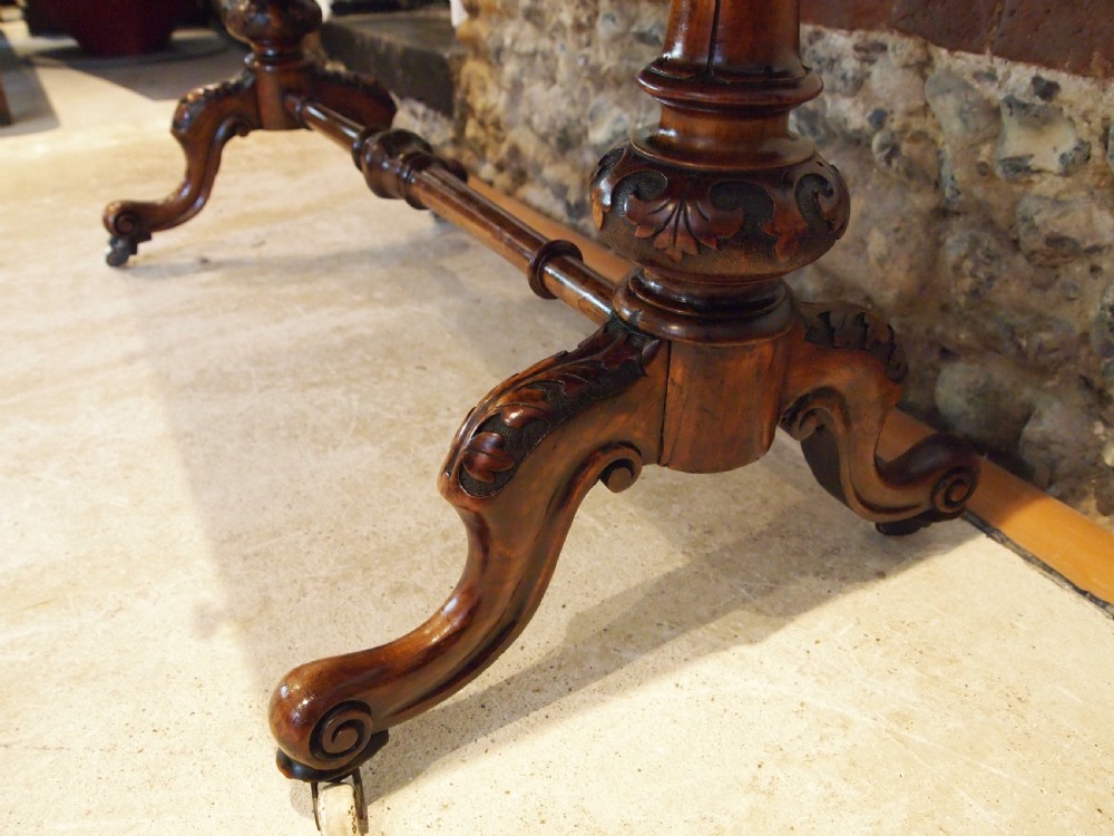Writing table fine burr Walnut early Victorian c1840 View XI