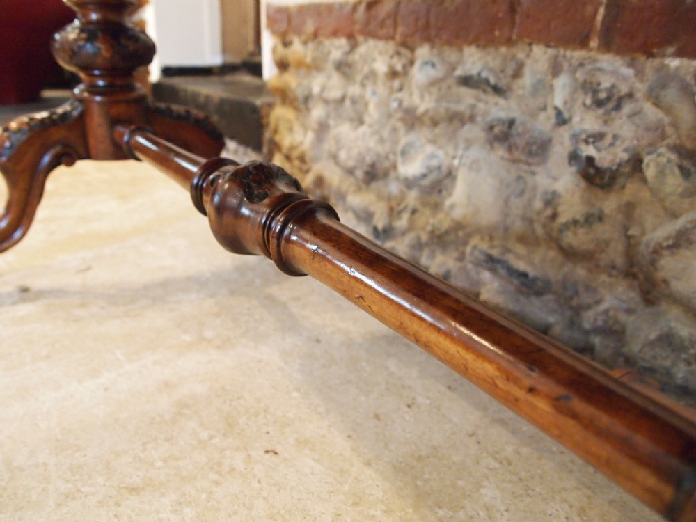 Writing table fine burr Walnut early Victorian c1840 View XIII