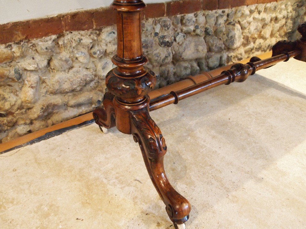 Writing table fine burr Walnut early Victorian c1840 View XVII
