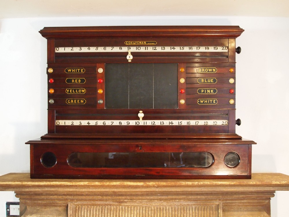 Snooker scoreboard Cox & Yeman Mahogany c1890