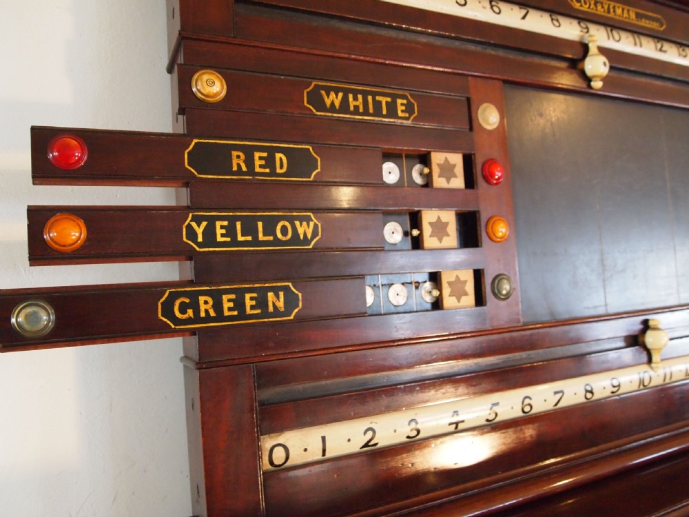 Snooker scoreboard Cox & Yeman Mahogany c1890 View V
