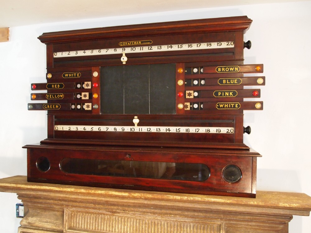 Snooker scoreboard Cox & Yeman Mahogany c1890 View VI