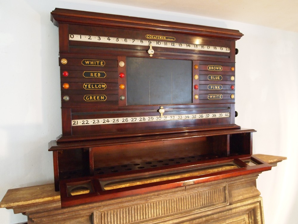 Snooker scoreboard Cox & Yeman Mahogany c1890 View VII