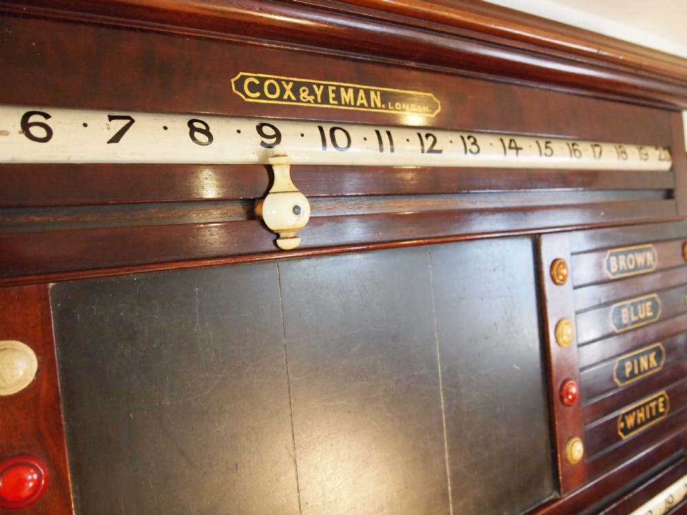 Snooker scoreboard Cox & Yeman Mahogany c1890 View X