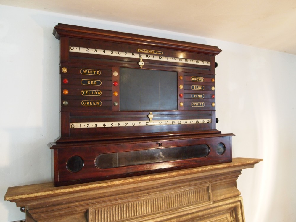 Snooker scoreboard Cox & Yeman Mahogany c1890 View XIII