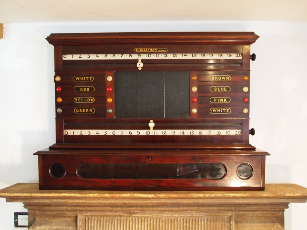 Snooker scoreboard Cox & Yeman Mahogany c1890 View XIV