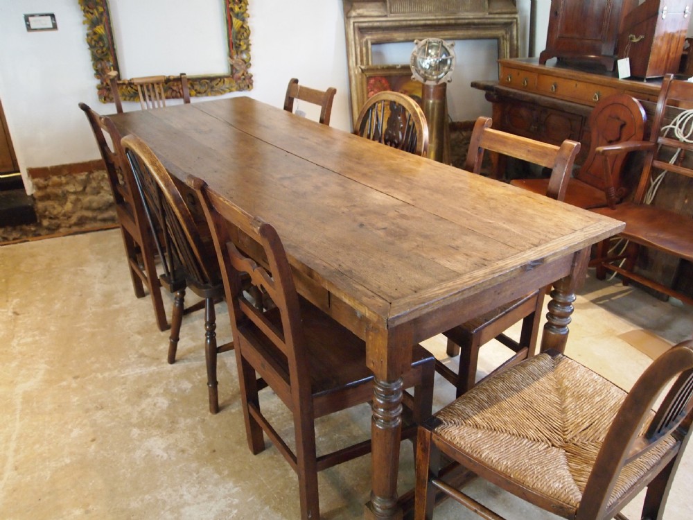 Table refectory farmhouse dining French Oak c1880 View IV