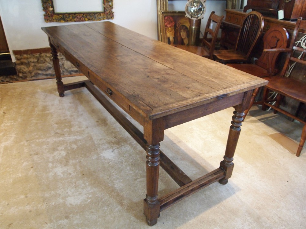 Table refectory farmhouse dining French Oak c1880 View IX