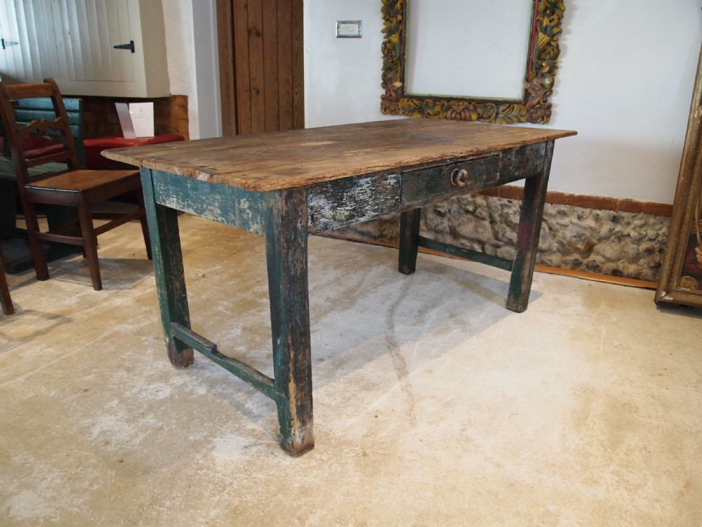 Table rustic refectory George III Pine table original paint c1800